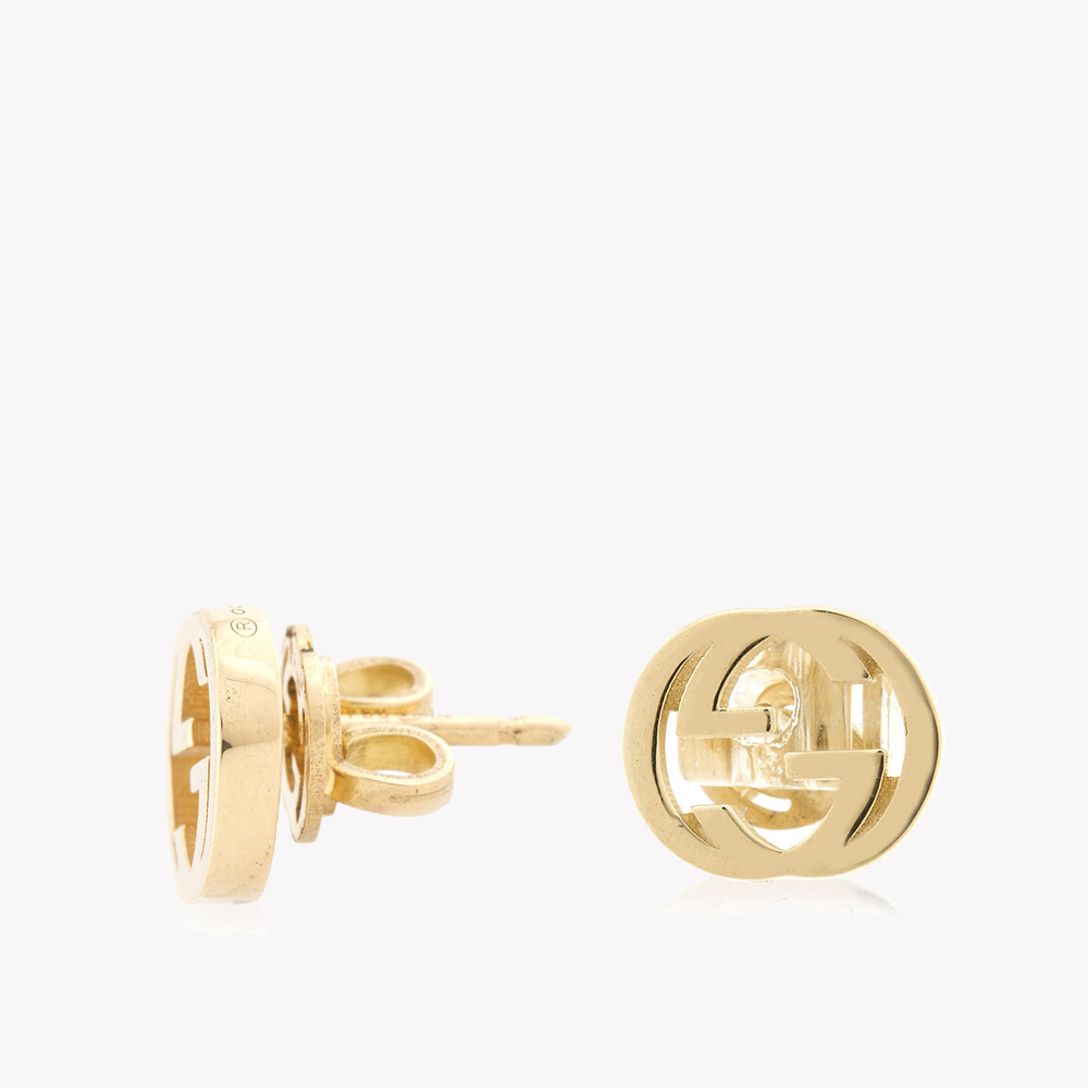 Interlocking G 18Ct Yellow Gold Stud Earrings | YBD748543002 by i-watch