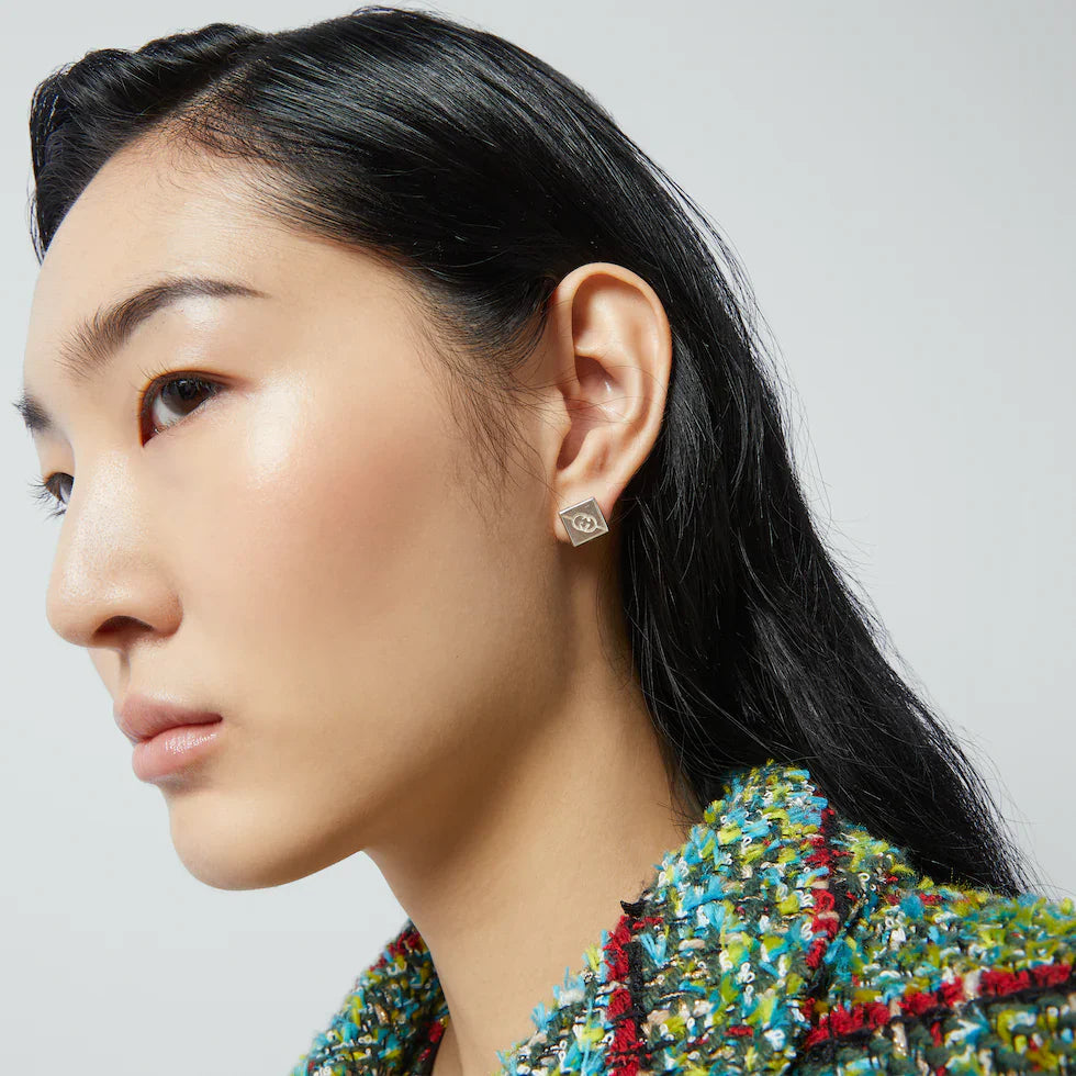 Diagonal Interlocking G Earrings in Gold | YBD774033001 by i-watch