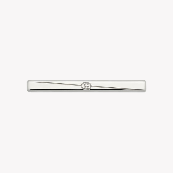 Gucci Tag Diagonal Interlocking G Tie Bar in Silver | YBF774034001 by i-watch