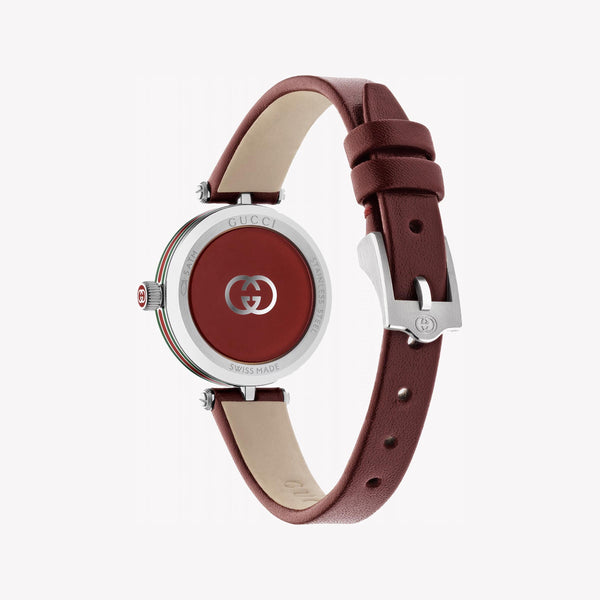 GUCCI YA167504 Women's Chic Silver Dial Burgundy Leather Watch-i-Watch-3