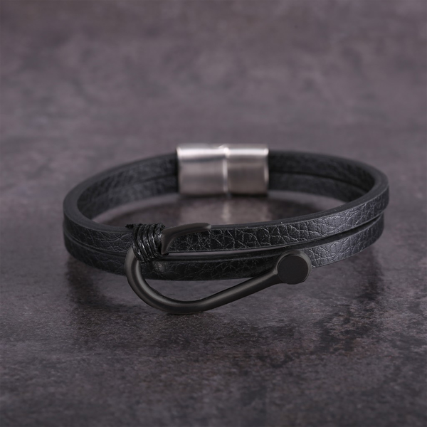 Zink Men's Black Stainless Steel & Leather Bracelet | Zjbc0408