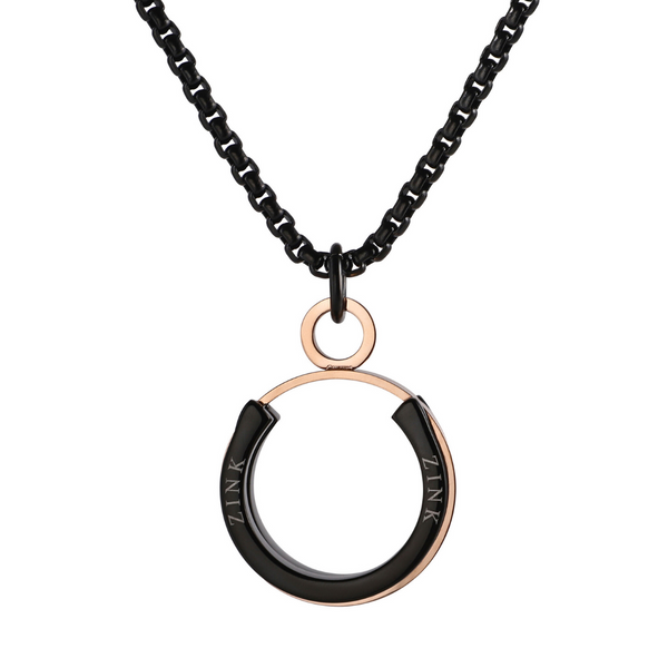 Zink Men's Stainless Steel Necklace, Black & Rose Gold | Zk-Nk001 by i-watch
