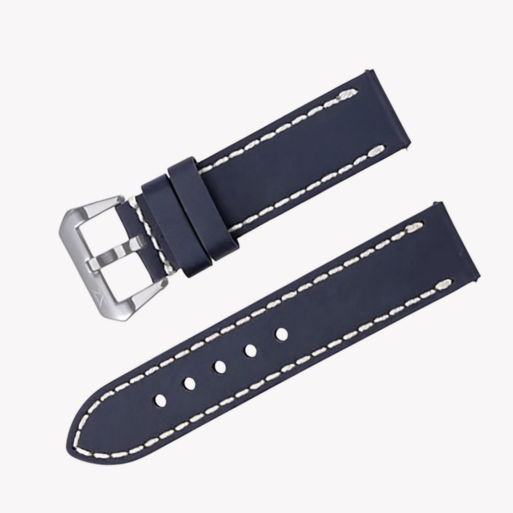 Zink Men's Leather Watch Band - Dark Blue | Zlb004dbs