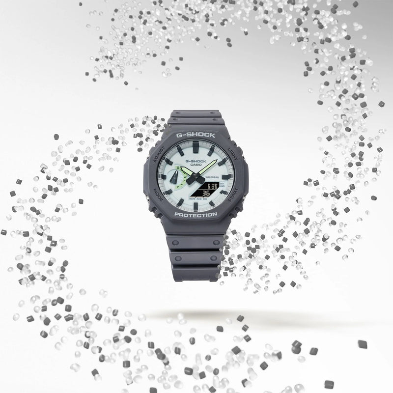 Casio Men's Grey Carbon & Resin Watch, White Dial | Ga-2100hd-8aer by i-watch