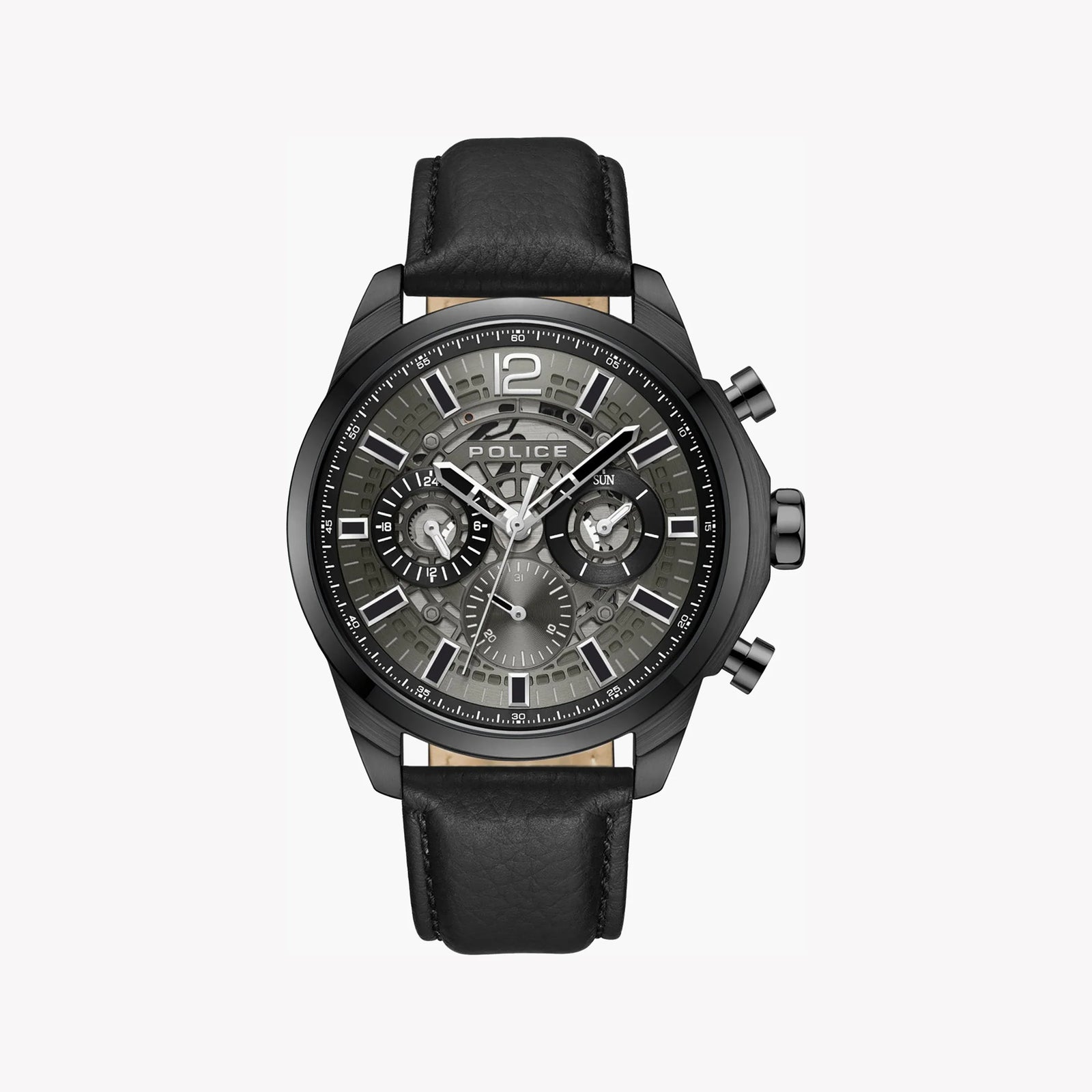 Bold Identity Men's Black Stainless Steel Watch, Black Leather | Pewjf0004303 by i-watch