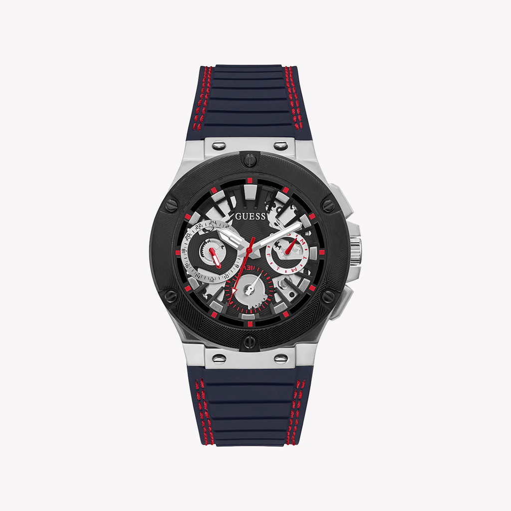 GUESS GW0487G1 BOLD ADVENTURE - MEN'S BLACK STAINLESS STEEL WATCH WITH BLUE SILICONE BAND