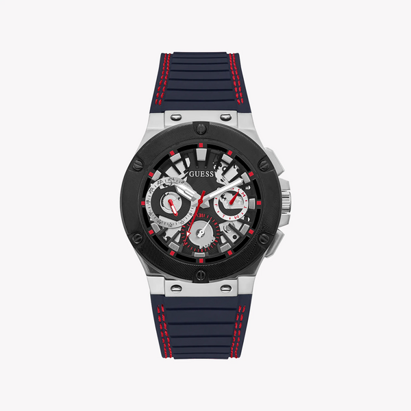 Guess Men's Black Stainless Steel Watch, Blue Silicone | Gw0487g1 by i-watch