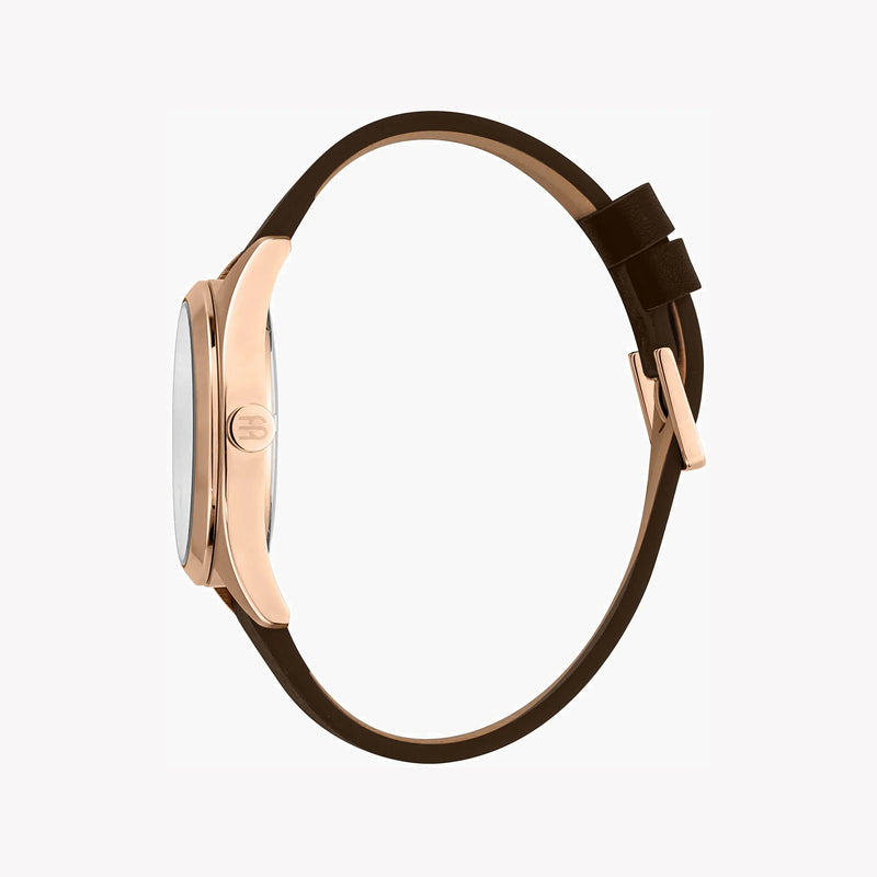 Esprit Men's Brown Leather Watch, Silver Dial | Es1g292m0035 by i-watch