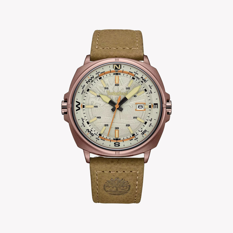 Timberland Men's Brown Leather Watch, Beige Dial | Tdwgb2230802 by i-watch