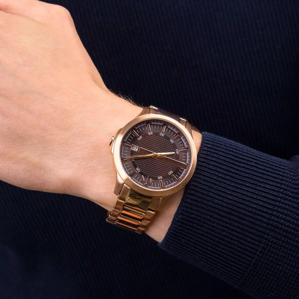 Armani Exchange Men's Rose Gold Watch, Black Dial | Ax2449 by i-watch