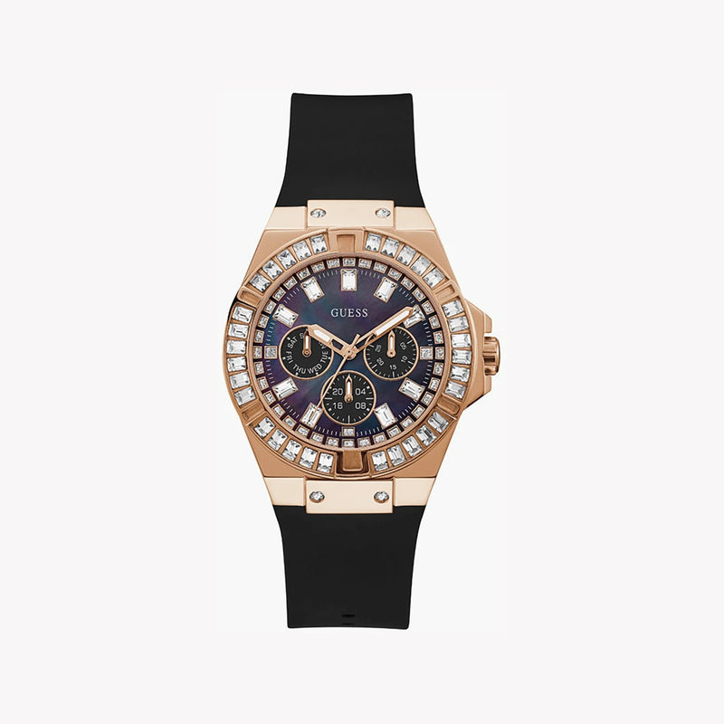 Guess Women's Rose Gold Watch, Black Silicone | Gw0118l2 by i-watch