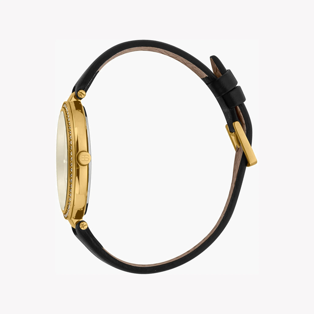 ESPRIT Women's Watch with Gold Stainless Steel Case and Black Leather Band-i-Watch-2