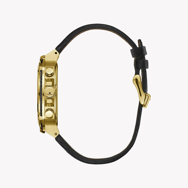 Guess Men's Gold Watch, Black Leather Band | Y24011g2mf by i-watch