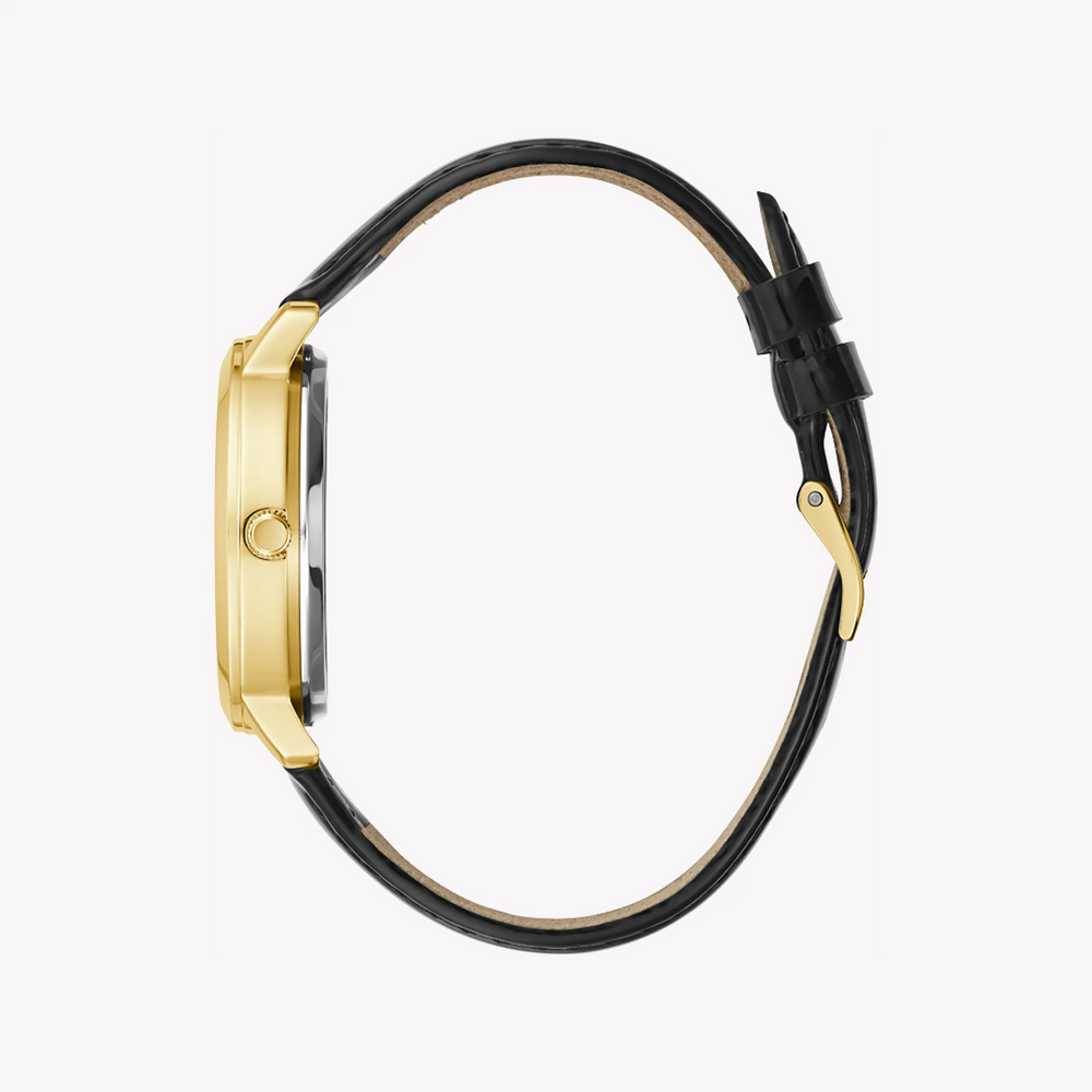 Guess Women's Gold Stainless Steel Watch, Black Leather | Gw0383l1 by i-watch