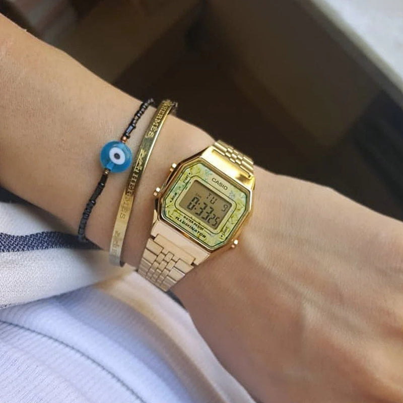 Casio La680wga-9cdf Elegant Sporty Chic - Women's Gold Digital Watch With Stylish Resin Case And Stainless Steel Band by i-watch