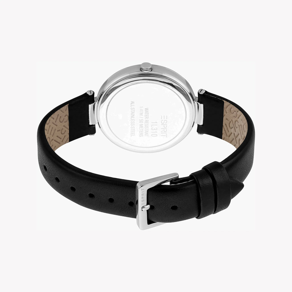 ESPRIT Women's Watch with Silver Stainless Steel Case and Black Leather Band-i-Watch-3