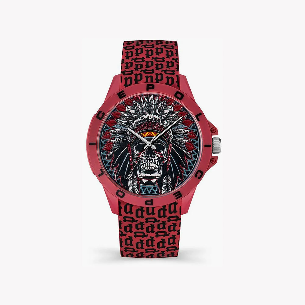 Police Men's Brown Silicone Watch, Black Dial | Pewum2119564 by i-watch