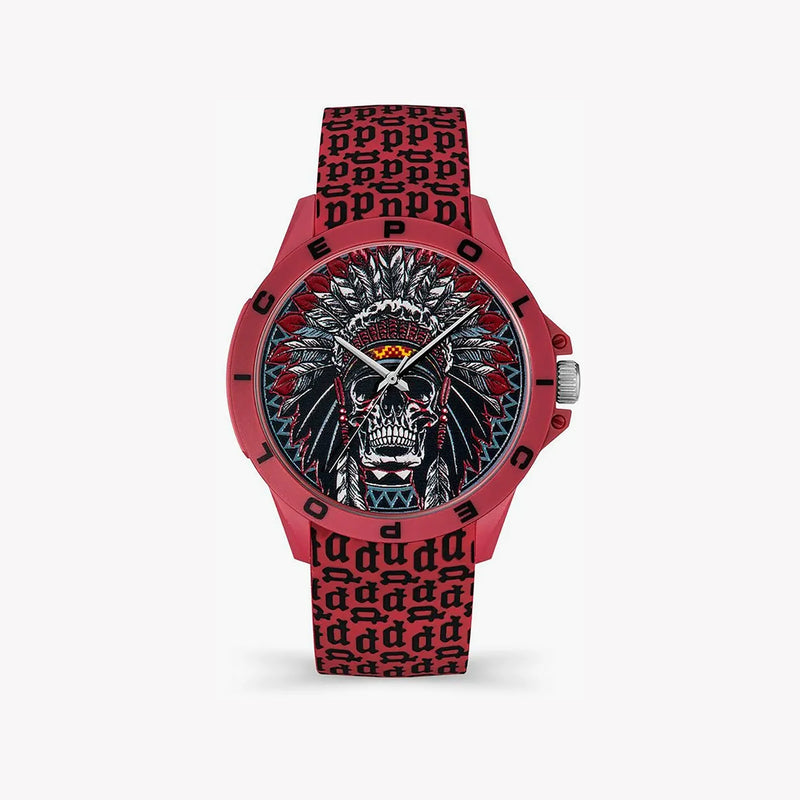 Police Men's Brown Silicone Watch, Black Dial | Pewum2119564 by i-watch