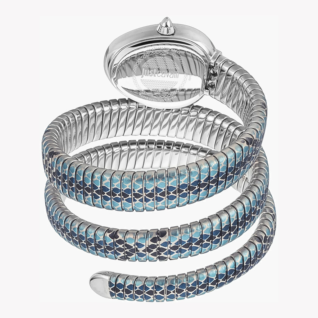 JUST CAVALLI Women's Watch with Silver Stainless Steel Case and Silver & Baby Blue & Black Stainless Steel Band-i-Watch-3