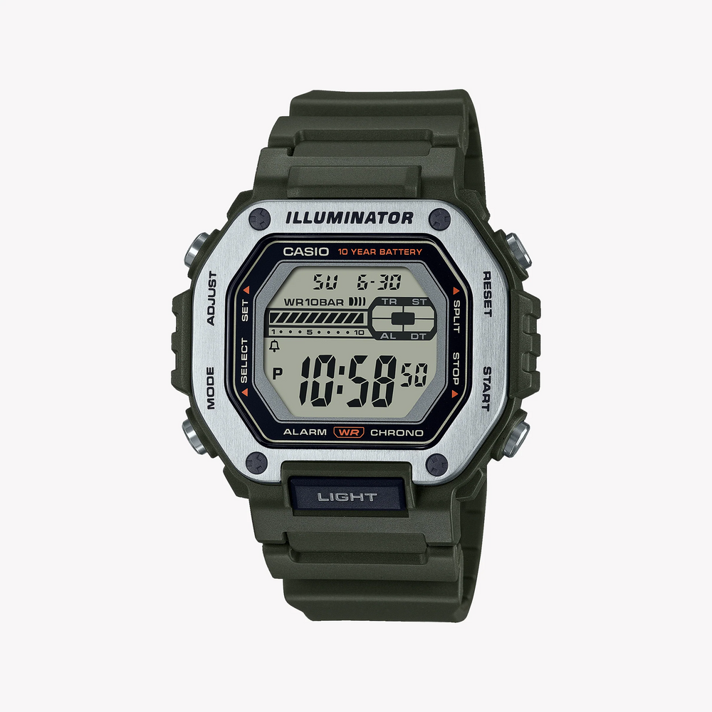 Casio Men's Green Resin Watch, Digital Dial | Mwd-110h-3avdf by i-watch