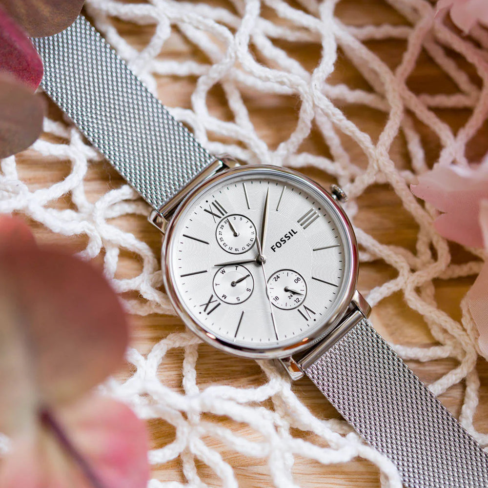 Fossil Women's Silver Mesh Watch, White Dial | Es5099 by i-watch