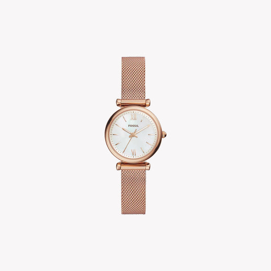 Carlie Mini Drei-Zeiger-Armbanduhr aus roségoldfarbenem Edelstahl ES4433