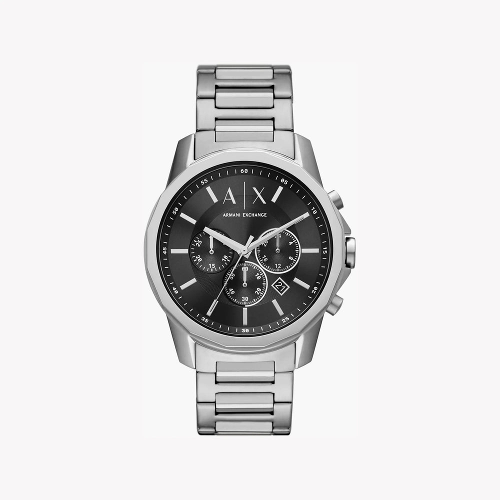 ARMANI EXCHANGE AX1720 - BOLD SLEEK STAINLESS STEEL MEN'S WATCH WITH BLACK DIAL