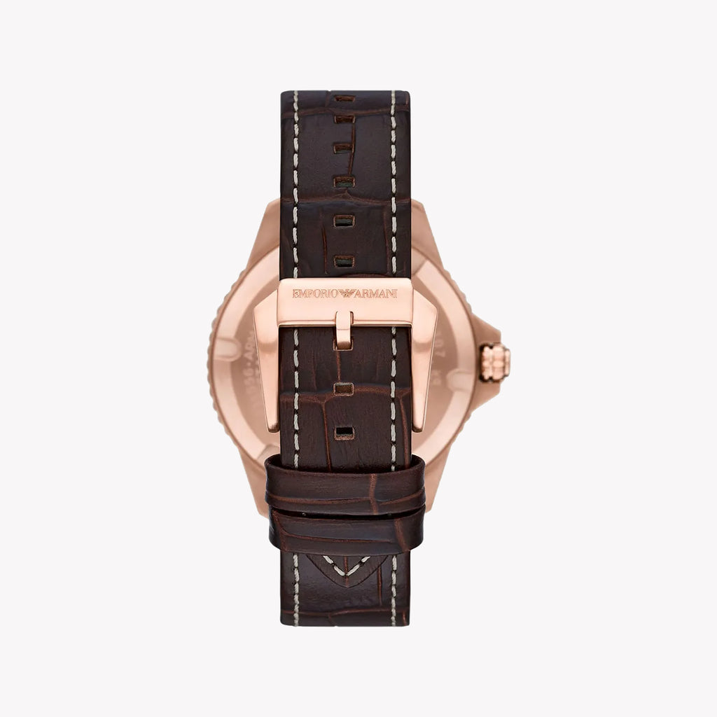 EMPORIO ARMANI AR11556 - ELEGANT GOLD & BLUE DIAL MEN'S WATCH WITH LEATHER BAND-i-Watch-3