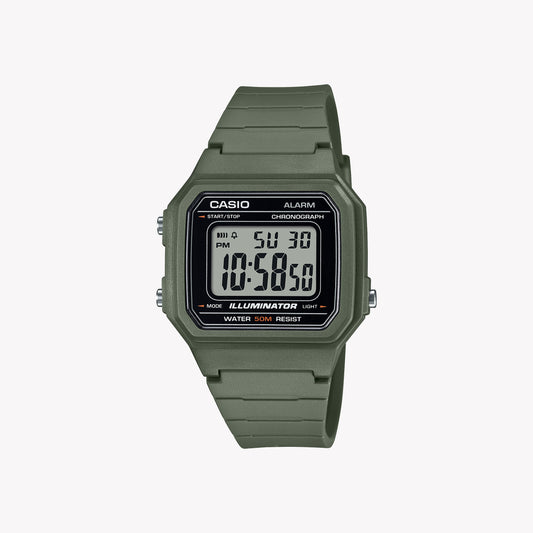 Montre numérique verte pour homme Casio W-217H-3AV