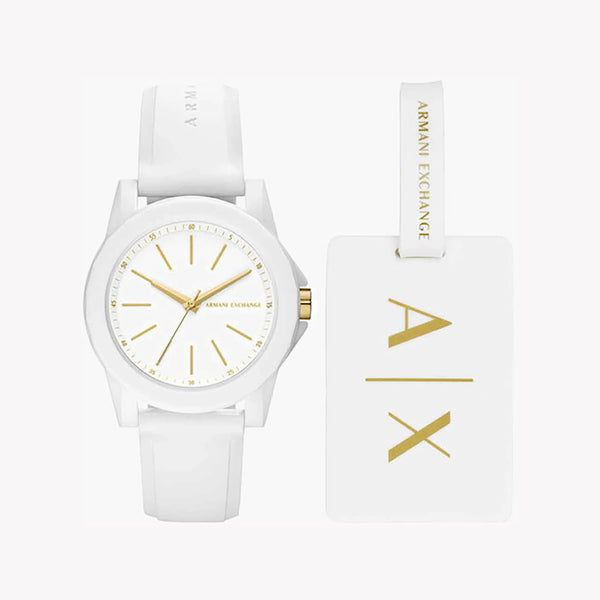 Armani Exchange AX7126SET - Chic White Silicone Women's Watch-i-Watch