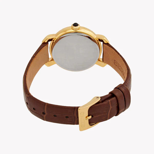 Seiko Women's Gold Stainless Steel, Brown Leather | Sur500p1 by i-watch
