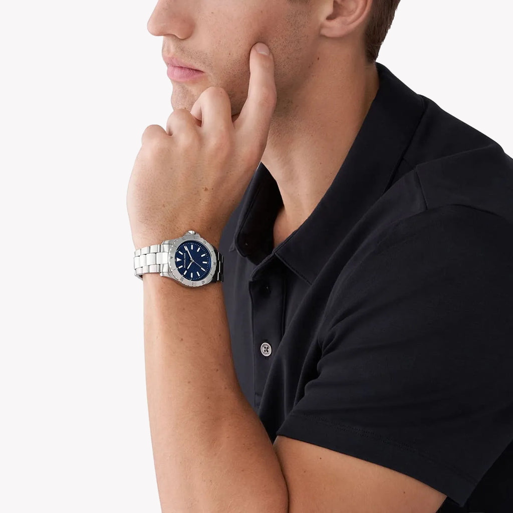 MICHAEL KORS MK9079 - BOLD SOPHISTICATION MEN'S TIMEPIECE WITH BLUE DIAL & SILVER FINISH-i-Watch-4