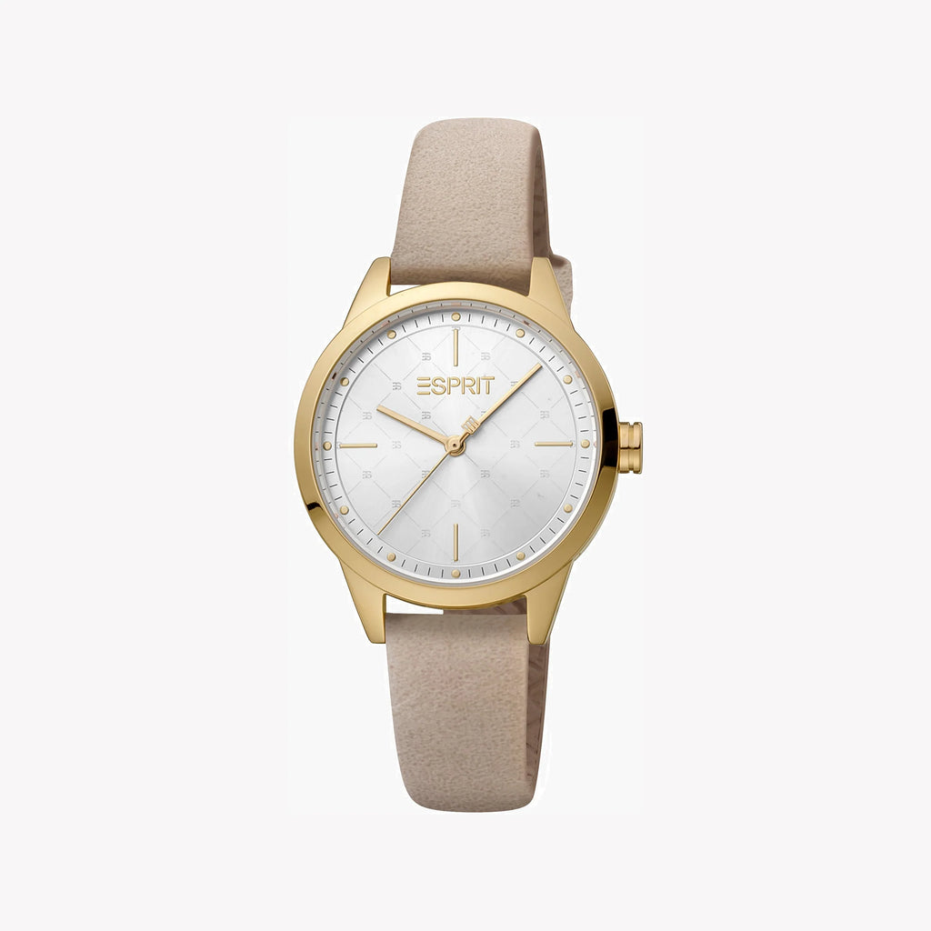 ESPRIT Women's Watch with Silver Stainless Steel Case and Beige Faux Leather Band-i-Watch-2