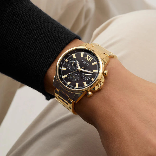 Guess Men's Gold Watch, Black Dial | Gw0900g3 by i-watch