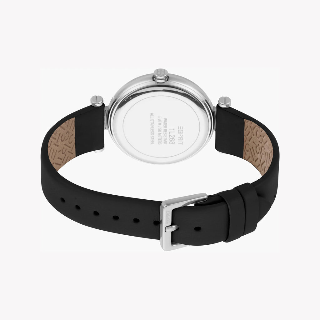 ESPRIT Women's Watch with Silver Stainless Steel Case and Black Leather Band-i-Watch-2