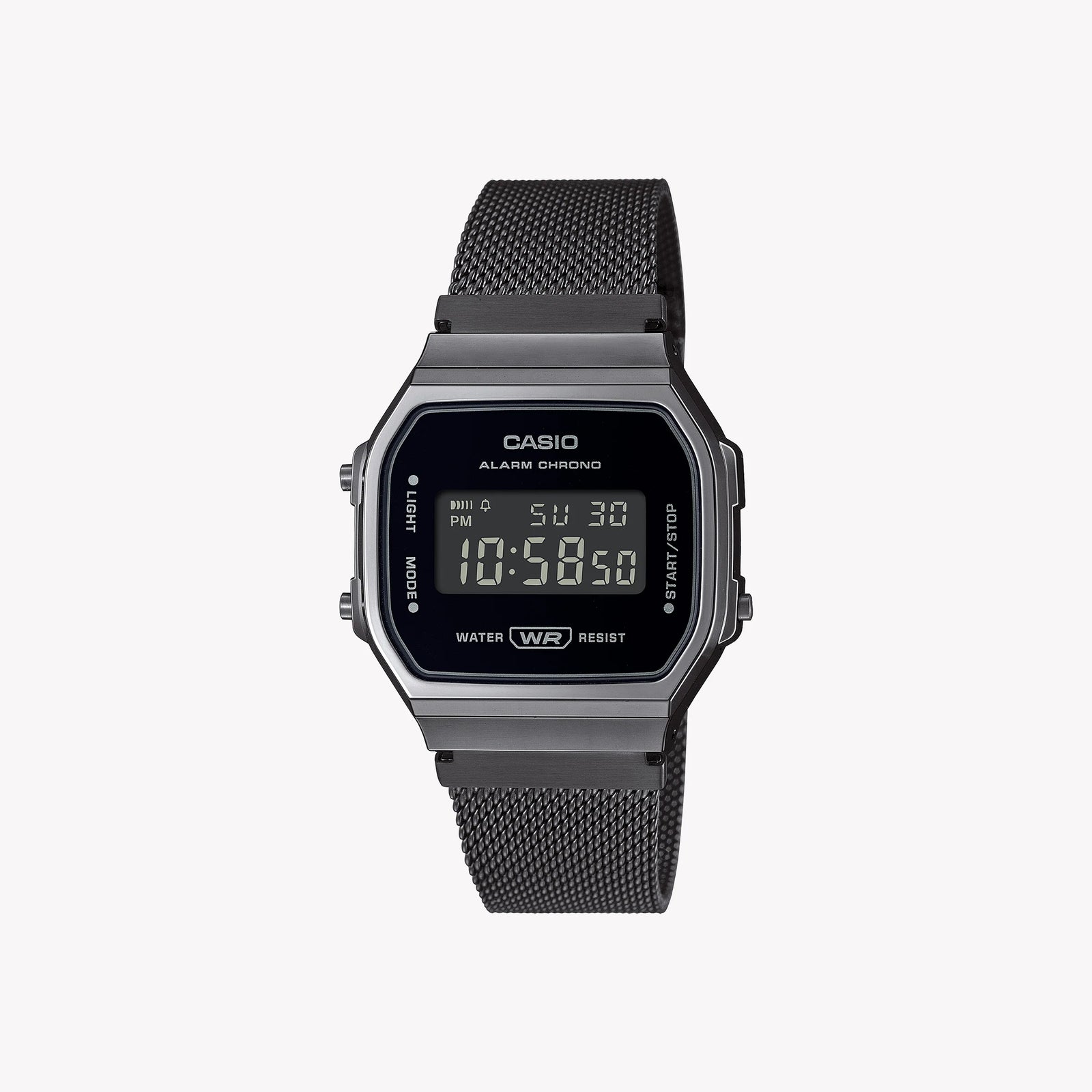CASIO A168WEMB-1B DYNAMIC SPORTY DIGITAL - ULTIMATE FUNCTIONALITY & STYLE Unisex Watch with black ion-plated band and vibrant illumination