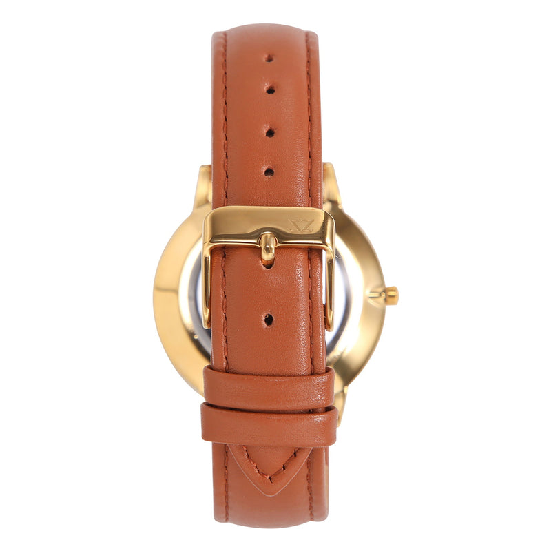 Zink Women's Watch With Gold Stainless Steel Case And Brown Leather Band by i-watch
