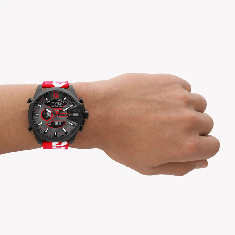 Diesel Men's Black Leather Watch, Red Band | Dz4647 by i-watch