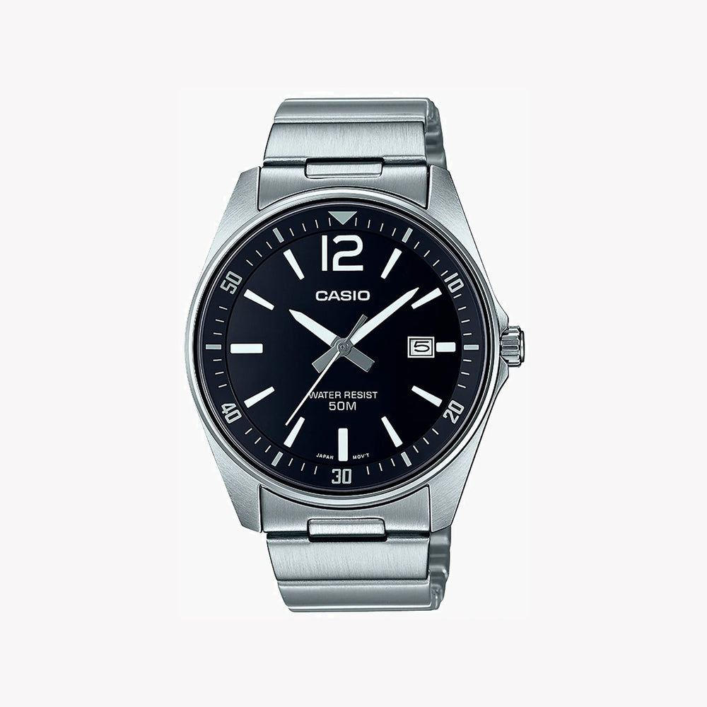 Casio Mtp-E170d-1bvdf - Sporty Elegance Men's Watch With Sleek Stainless Steel & Black Dial by i-watch