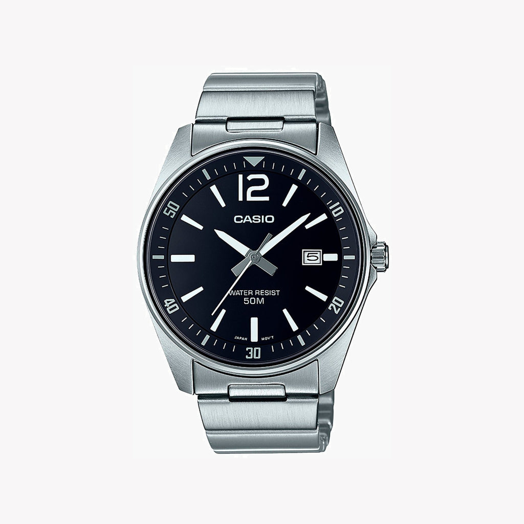 CASIO MTP-E170D-1BVDF - SPORTY ELEGANCE MEN'S WATCH WITH SLEEK STAINLESS STEEL & BLACK DIAL
