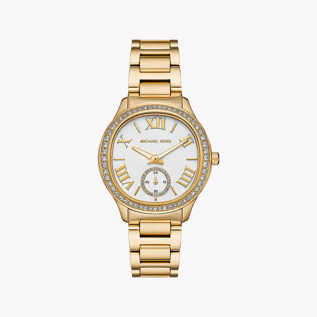 MICHAEL KORS MK4805 ELEGANCE - GOLD STAINLESS STEEL WOMEN'S WATCH WITH WHITE DIAL