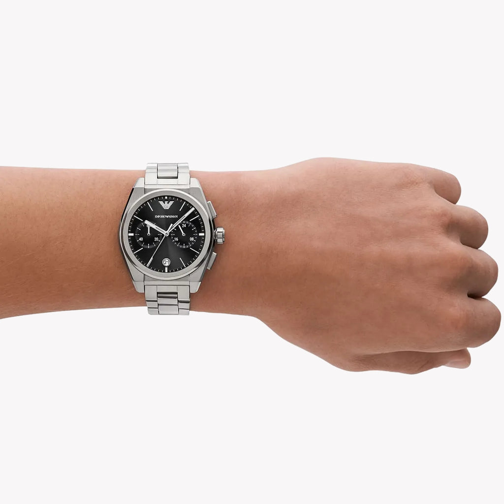 EMPORIO ARMANI AR11560 - SLEEK SILVER MODERNITY Men's Watch with Bold Black Dial and Durable Band-i-Watch-4