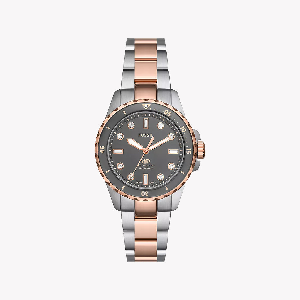 FOSSIL Women's Watch with Silver Stainless Steel Case and Rose Gold / Silver Stainless Steel Band
