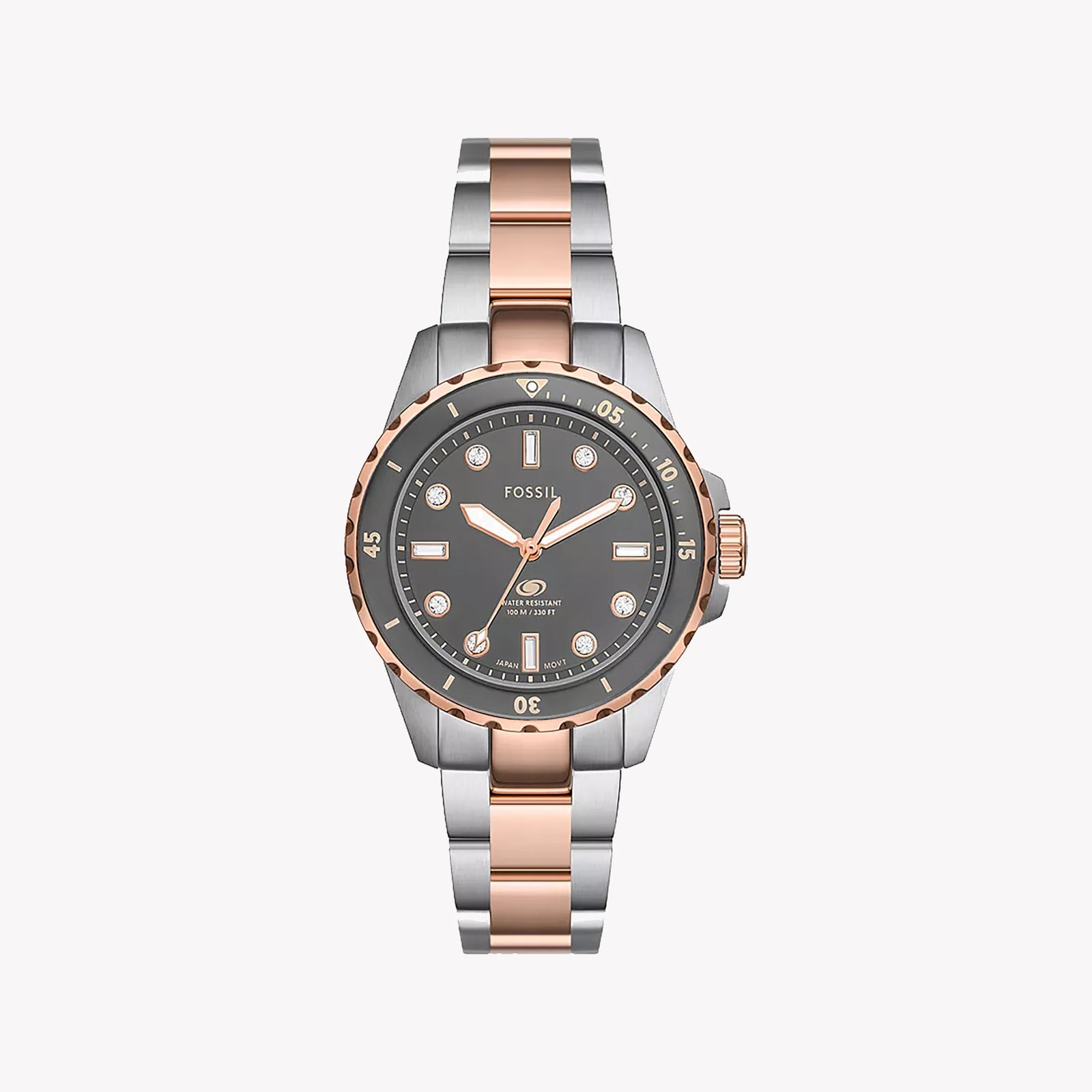Fossil Women's Silver/Rose Gold Dive Watch, Black Dial | Es5348 by i-watch