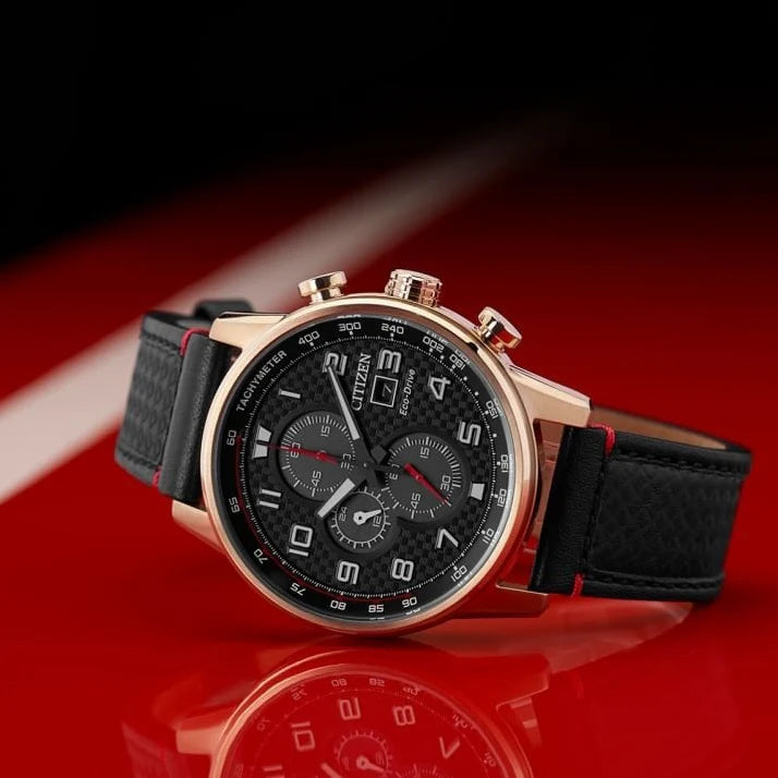 Citizen Ca0683-08e - Elegant Timekeeper - Rose Gold Stainless Steel & Black Leather Men's Watch by i-watch