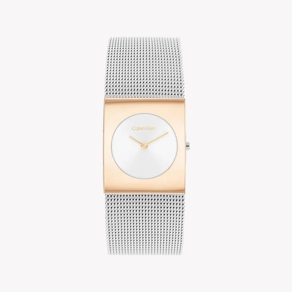 CK CALVIN KLEIN NEW COLLECTION - RADIANT SOPHISTICATION WOMEN'S WATCH WITH SILVER DIAL & GOLD BAND