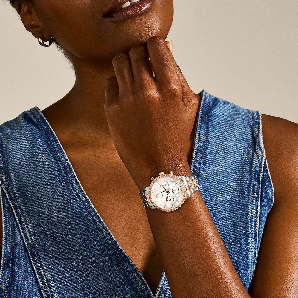 FOSSIL Women's Watch with Silver Stainless Steel Case and Silver / Gold Stainless Steel Band-i-Watch-4