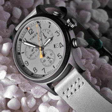 Timex Military Allied Tw2r47400 Men's Watch - Gray Leather, Indiglo Light, 10 Atm Water Resistance