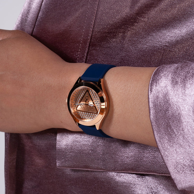 Guess Women's Rose Gold Watch, Blue Silicone Band | Gw0745l4 by i-watch