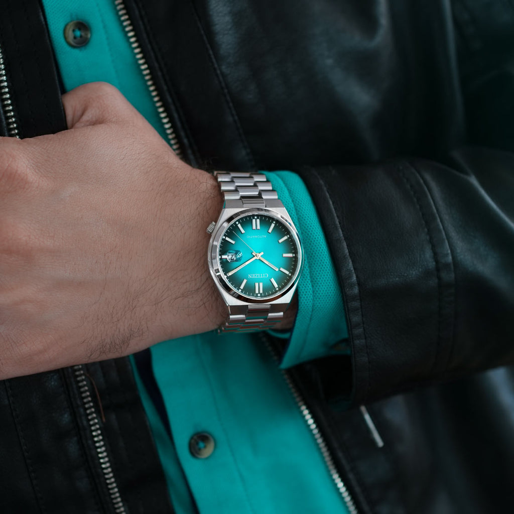 CITIZEN NJ0151-88X AUTOMATIC - MODERN SILVER TIMEPIECE WITH TURQUOISE DIAL-i-Watch-4